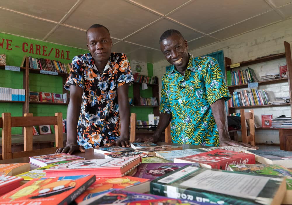 Joseph and Nathan with books