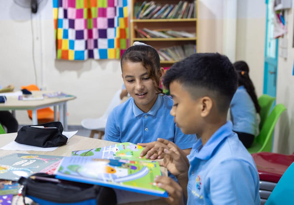 Pupils reading at Tahaddi Education Centre